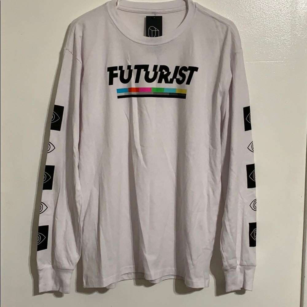 Original use men’s white futurist long sleeve tee